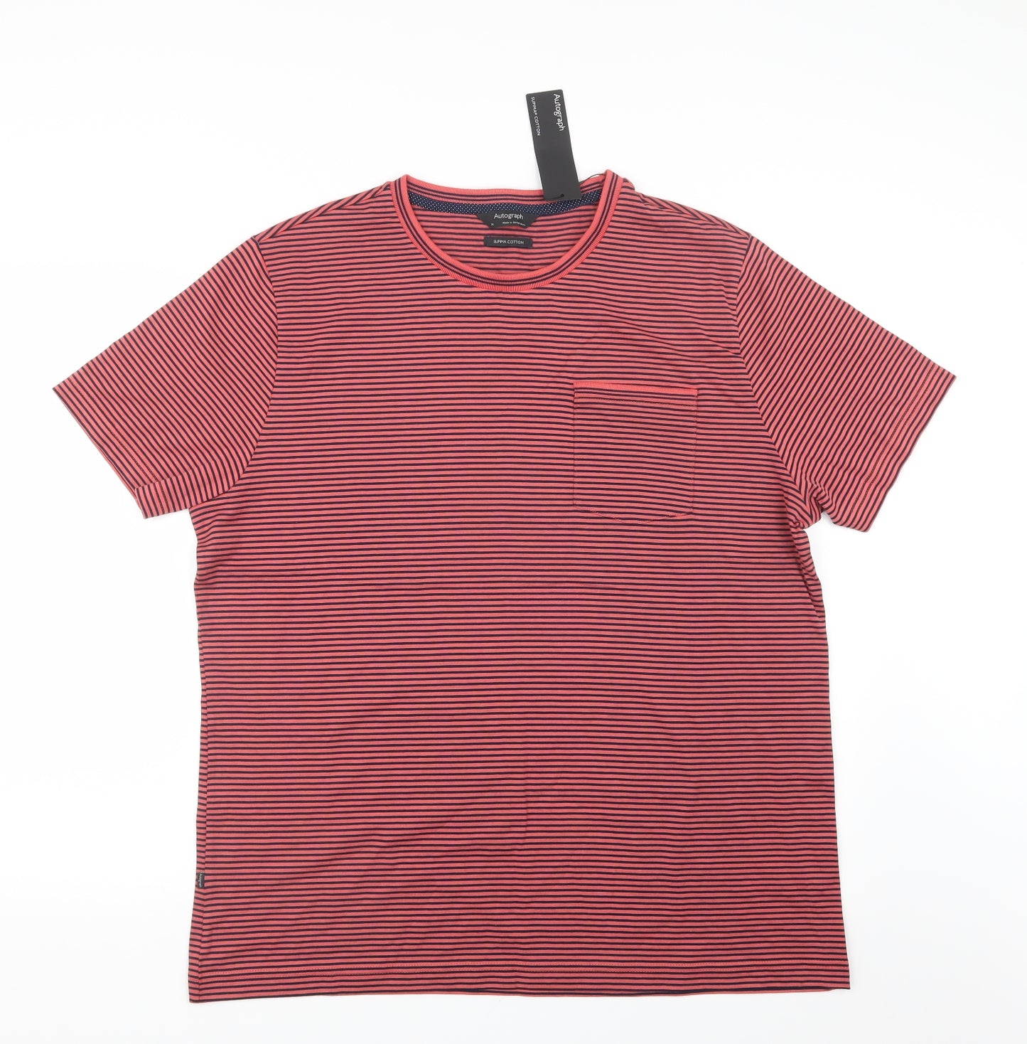 Autograph Mens Blue Striped   T-Shirt Size XL