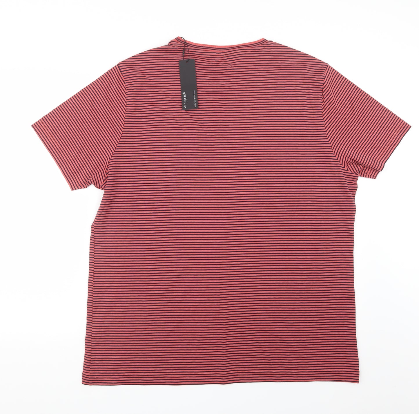 Autograph Mens Blue Striped   T-Shirt Size XL