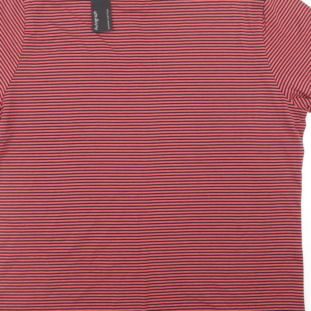 Autograph Mens Blue Striped   T-Shirt Size XL