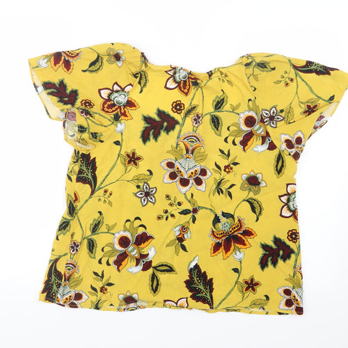 Warehouse Womens Yellow Geometric  Basic Button-Up Size 12