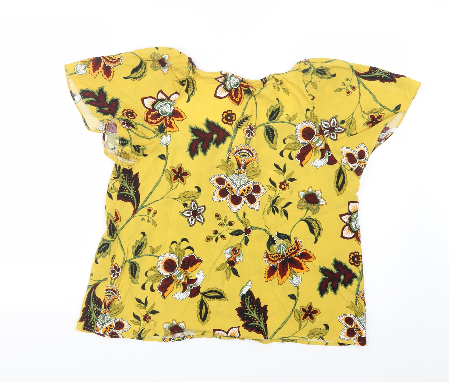 Warehouse Womens Yellow Geometric  Basic Button-Up Size 12