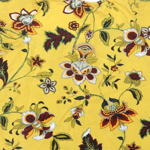 Warehouse Womens Yellow Geometric  Basic Button-Up Size 12