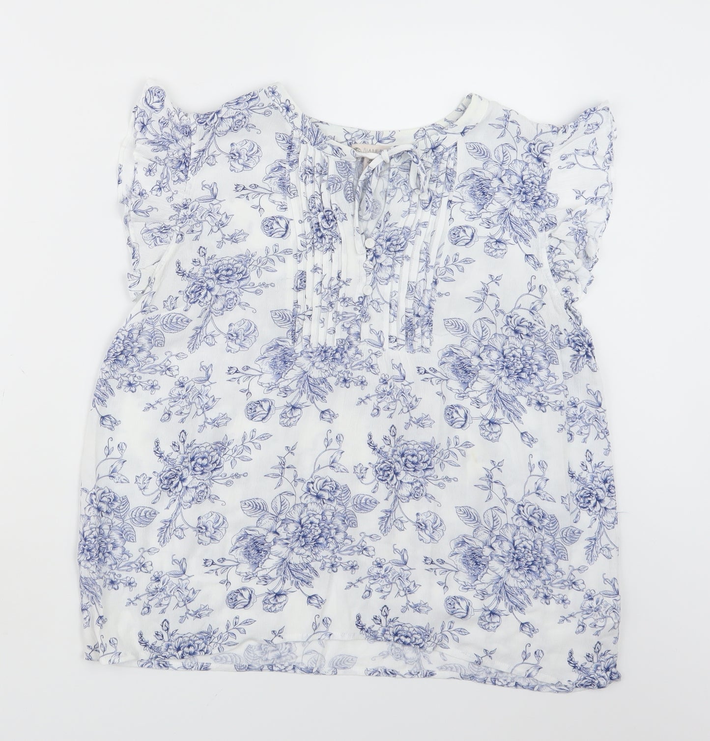 Eliane Rose Womens Blue Floral  Basic Blouse Size M
