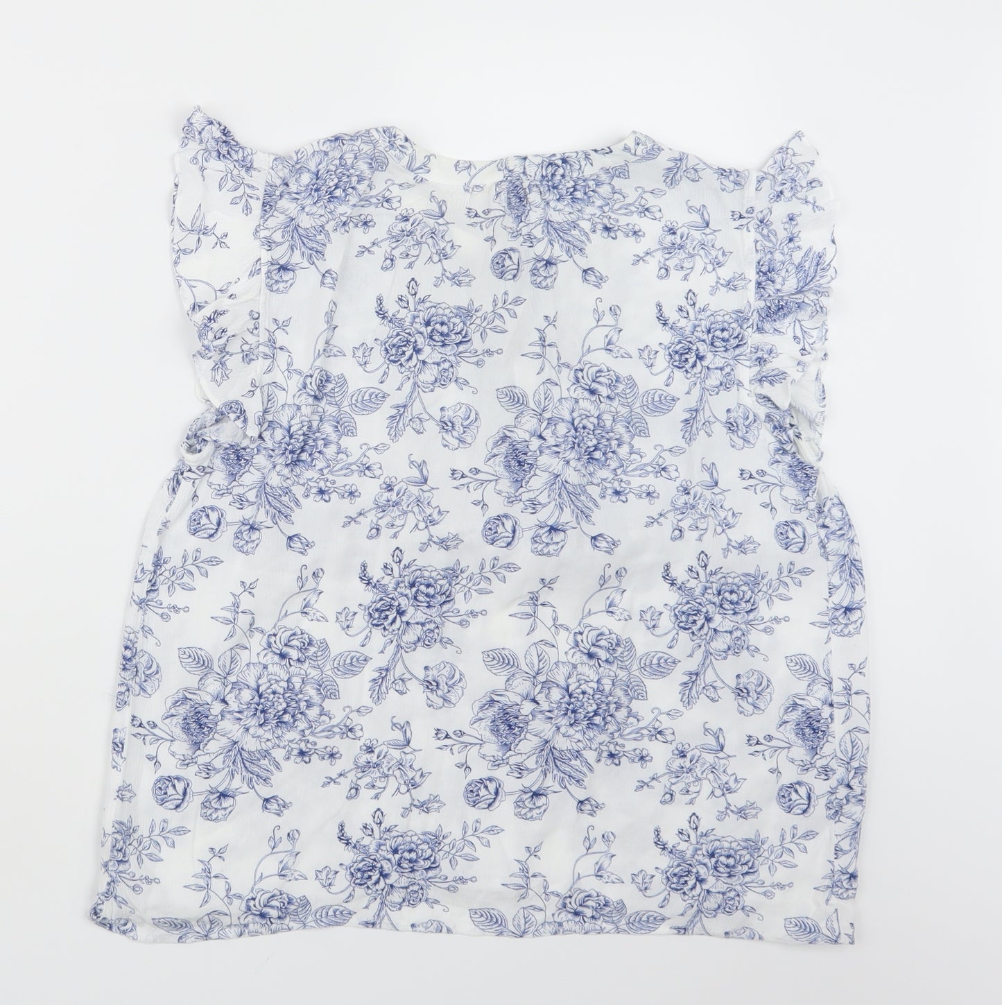 Eliane Rose Womens Blue Floral  Basic Blouse Size M