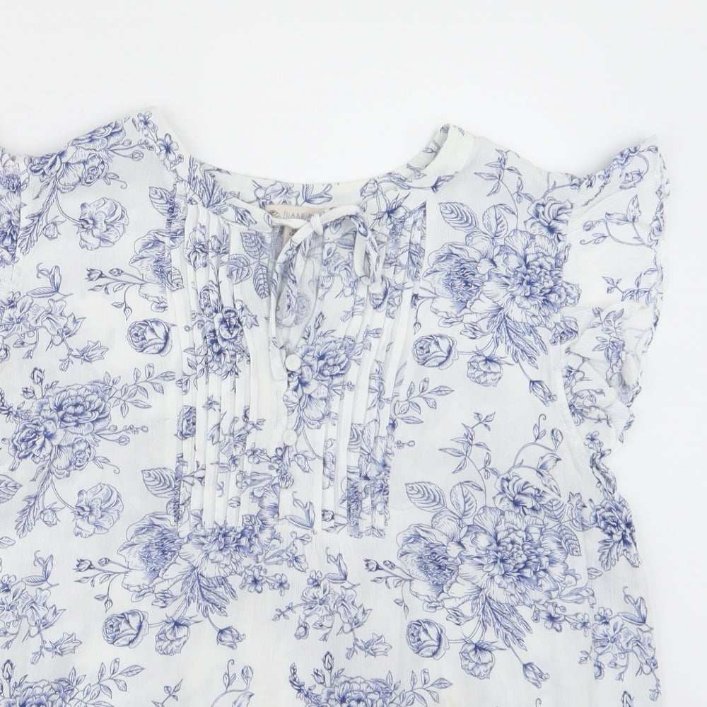 Eliane Rose Womens Blue Floral  Basic Blouse Size M
