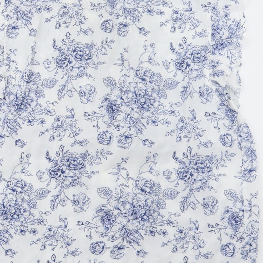 Eliane Rose Womens Blue Floral  Basic Blouse Size M