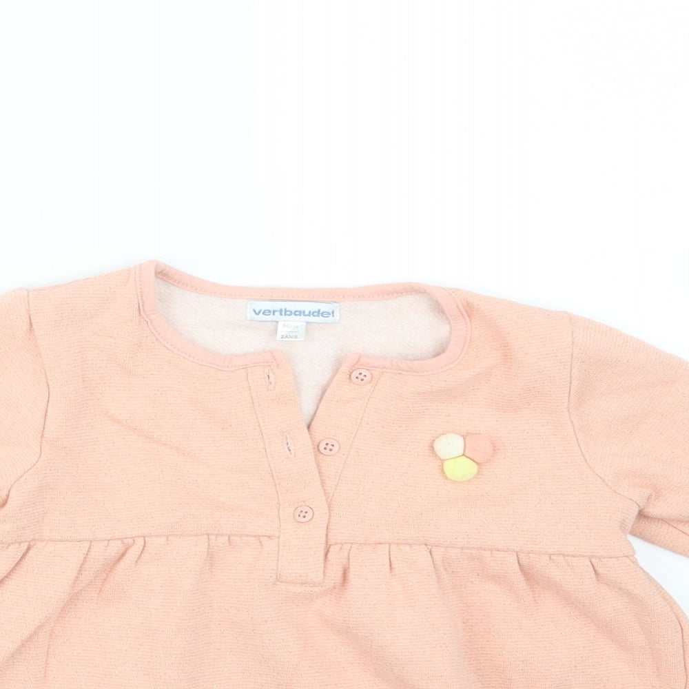 Vertbaudet Girls Pink   Shirt Dress  Size 24 Months