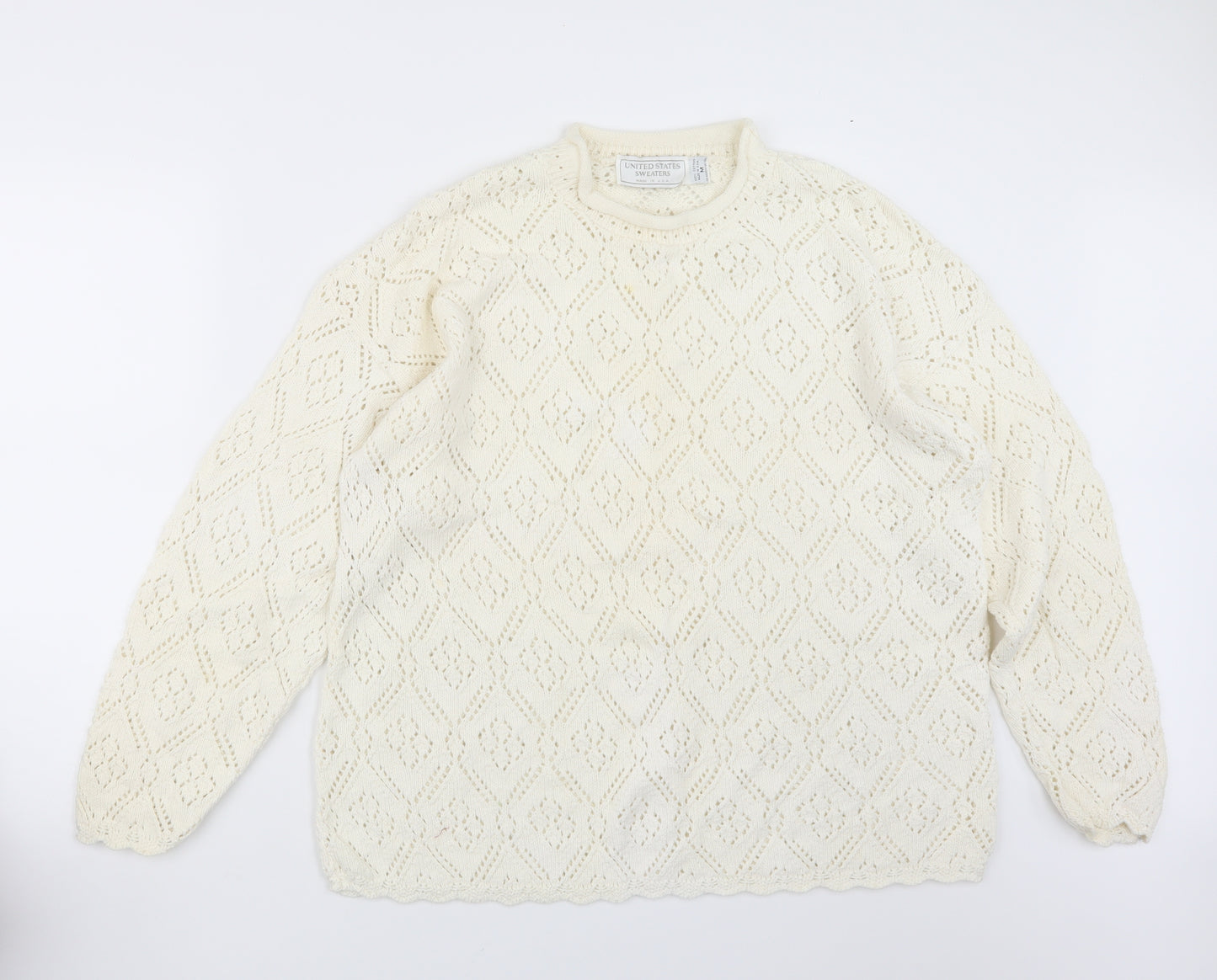 United States Sweaters Womens White  Knit Pullover Jumper Size M