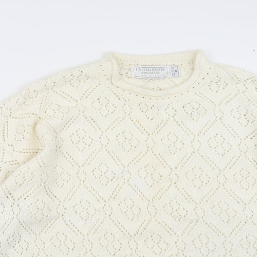 United States Sweaters Womens White  Knit Pullover Jumper Size M