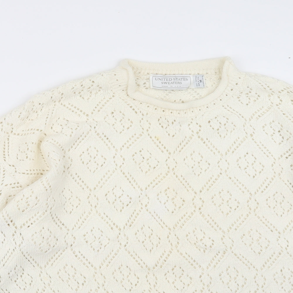 United States Sweaters Womens White  Knit Pullover Jumper Size M