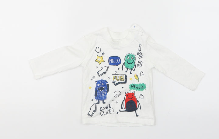 F&F Boys White   Basic T-Shirt Size 0-3 Months