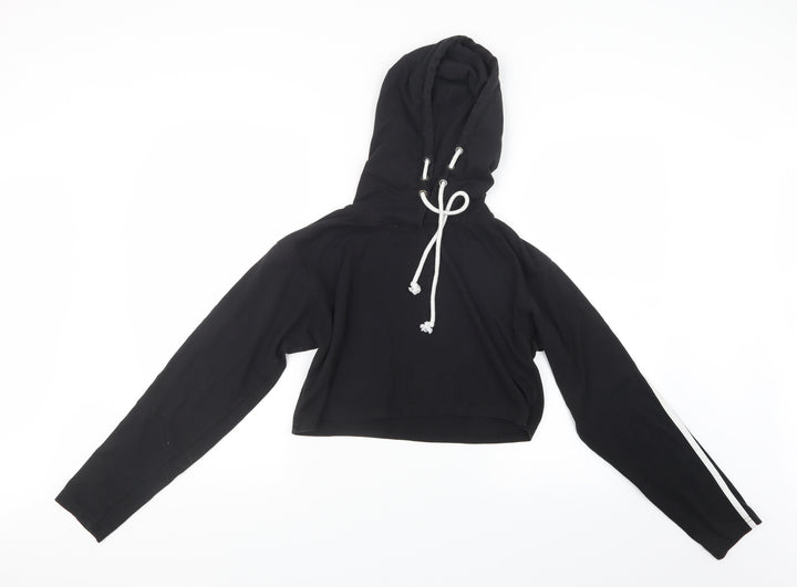 Missguided Womens Black Pullover Hoodie Size 14 - Cropped