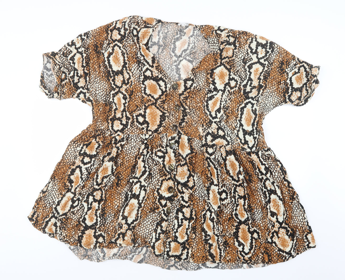 River Island Womens Brown Animal Print  Basic T-Shirt Size 14