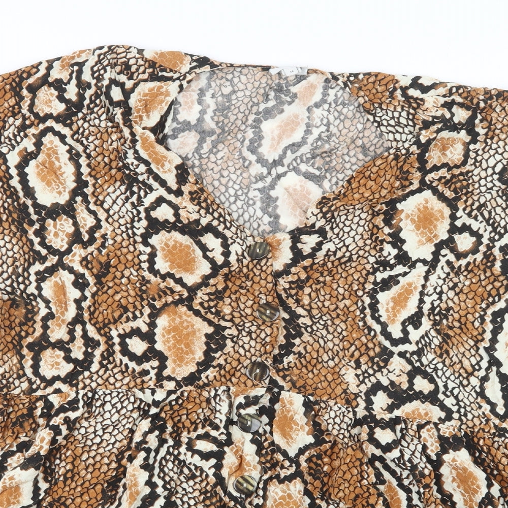 River Island Womens Brown Animal Print  Basic T-Shirt Size 14