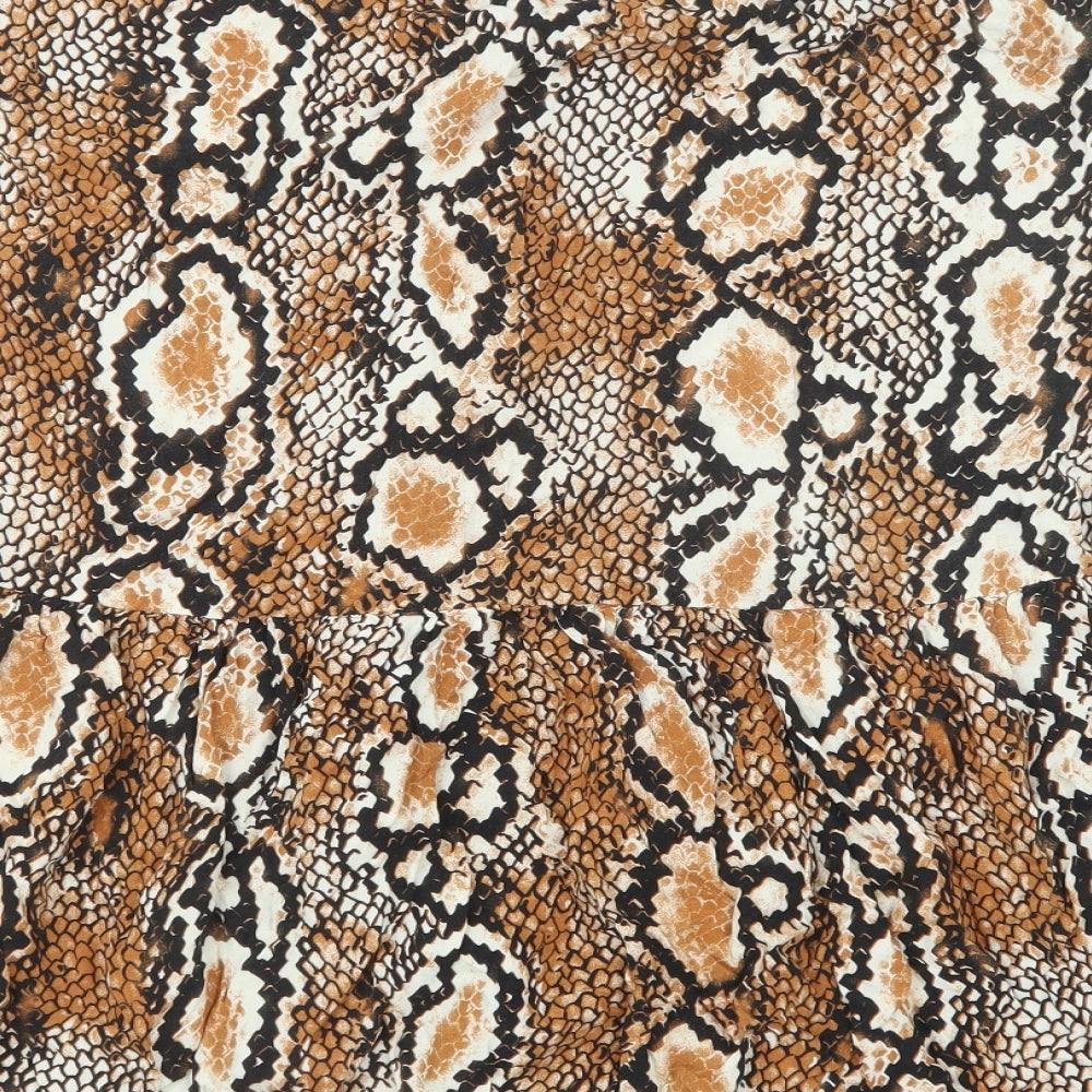 River Island Womens Brown Animal Print  Basic T-Shirt Size 14
