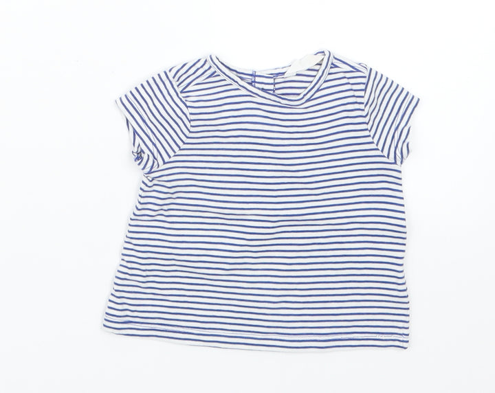 John Lewis Girls Blue Striped  Basic T-Shirt Size 0-3 Months
