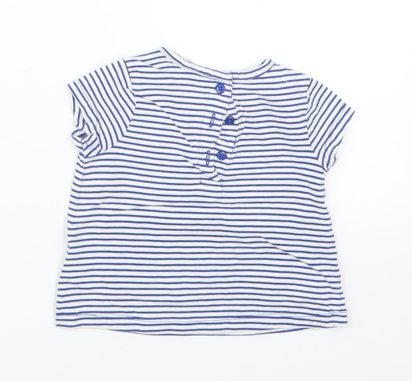 John Lewis Girls Blue Striped  Basic T-Shirt Size 0-3 Months