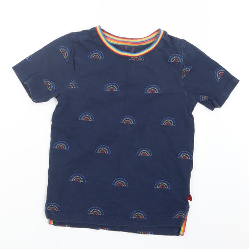 Little Bird Girls Blue Geometric  Basic T-Shirt Size 5-6 Years  - Rainbow