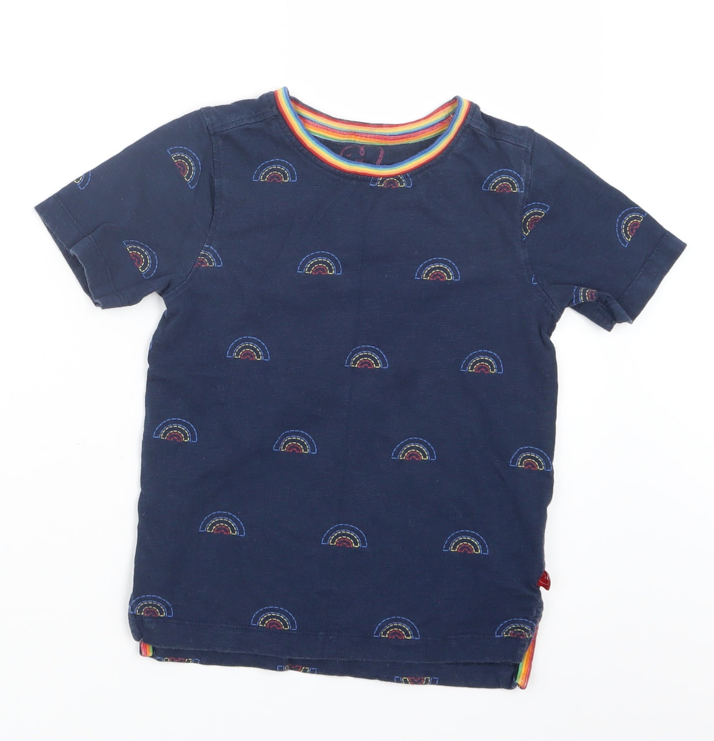 Little Bird Girls Blue Geometric  Basic T-Shirt Size 5-6 Years  - Rainbow