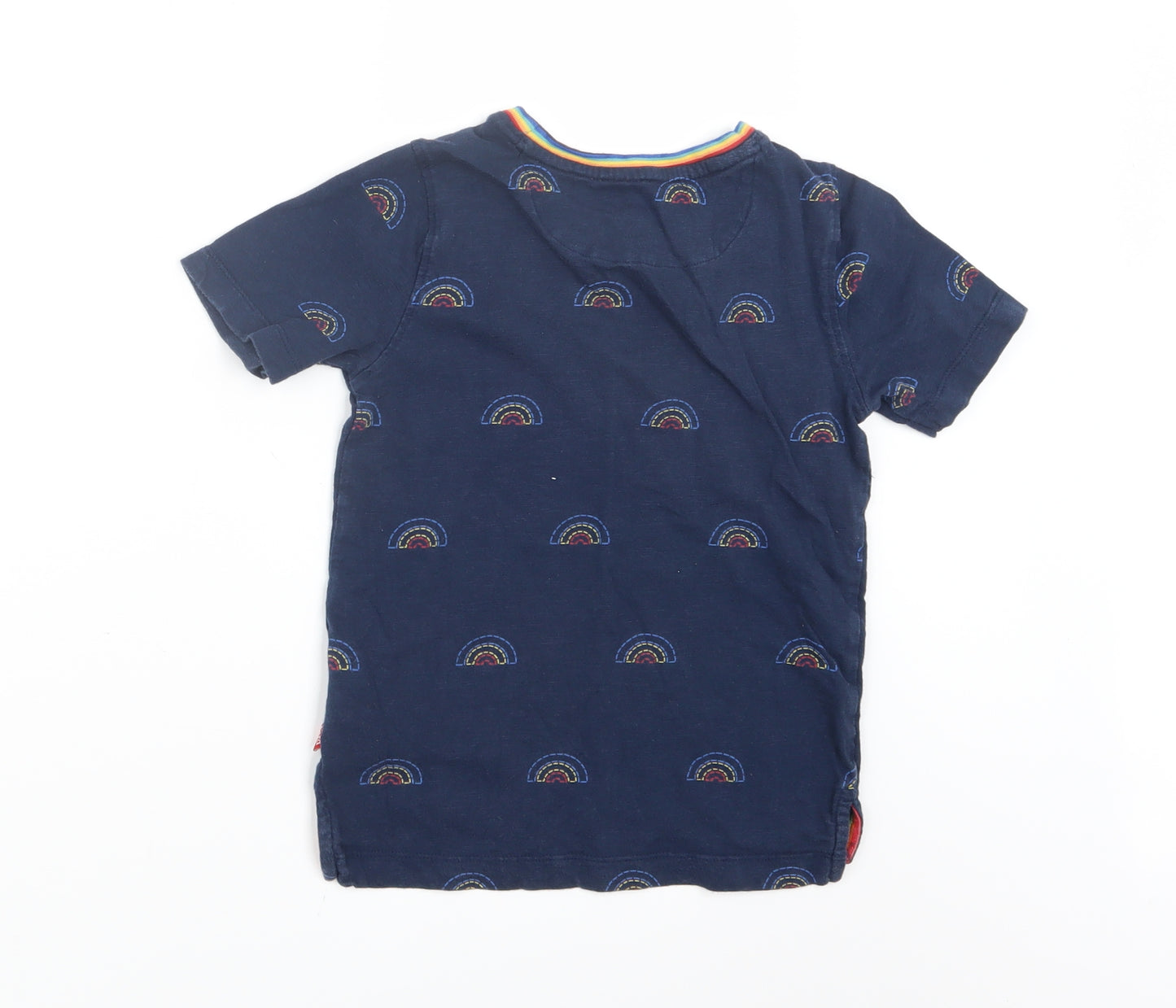 Little Bird Girls Blue Geometric  Basic T-Shirt Size 5-6 Years  - Rainbow