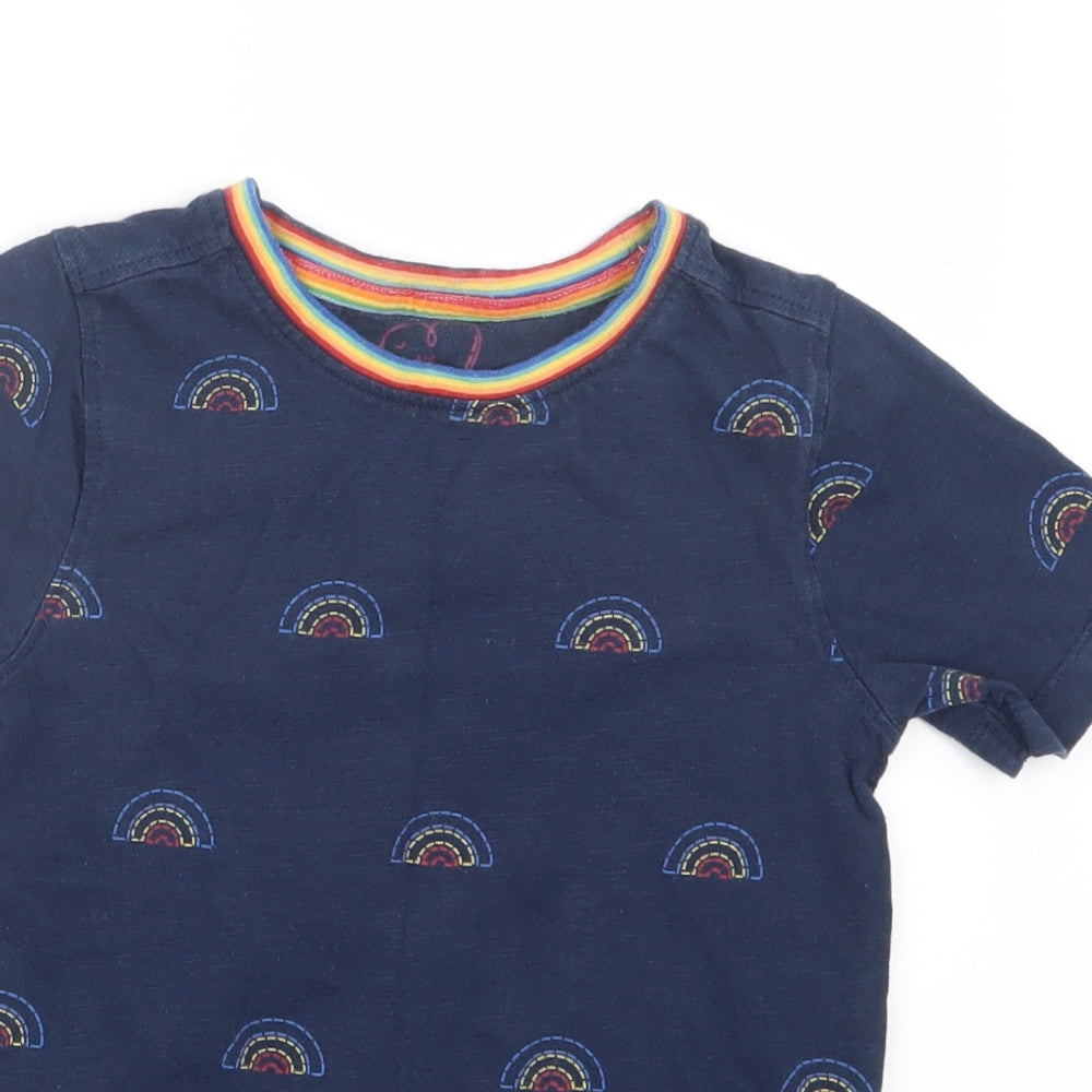 Little Bird Girls Blue Geometric  Basic T-Shirt Size 5-6 Years  - Rainbow