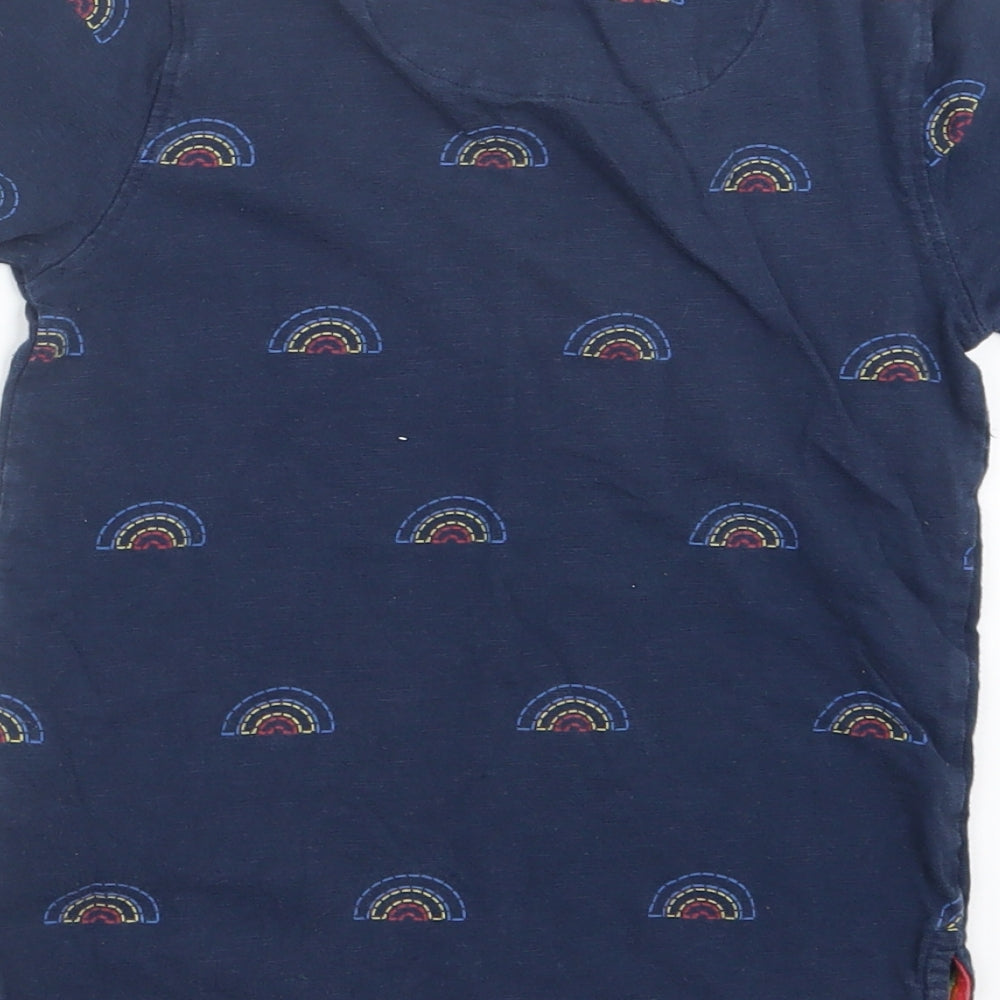 Little Bird Girls Blue Geometric  Basic T-Shirt Size 5-6 Years  - Rainbow