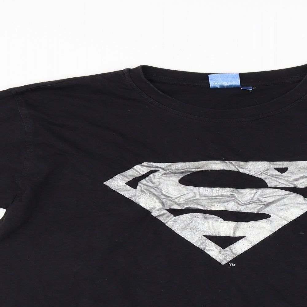 Superman  Womens Black   Basic T-Shirt Size S