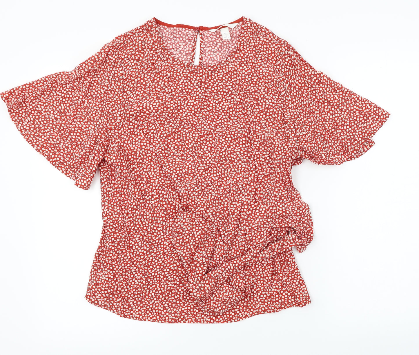 H&M  Womens Orange Floral  Basic Blouse Size 8