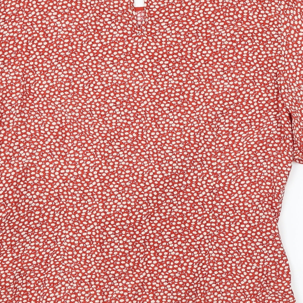 H&M  Womens Orange Floral  Basic Blouse Size 8
