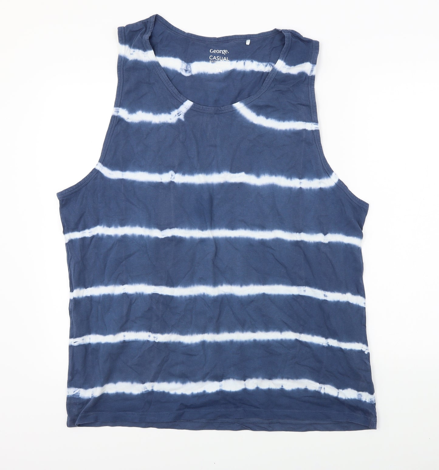 George  Mens Blue Striped   T-Shirt Size 2XL