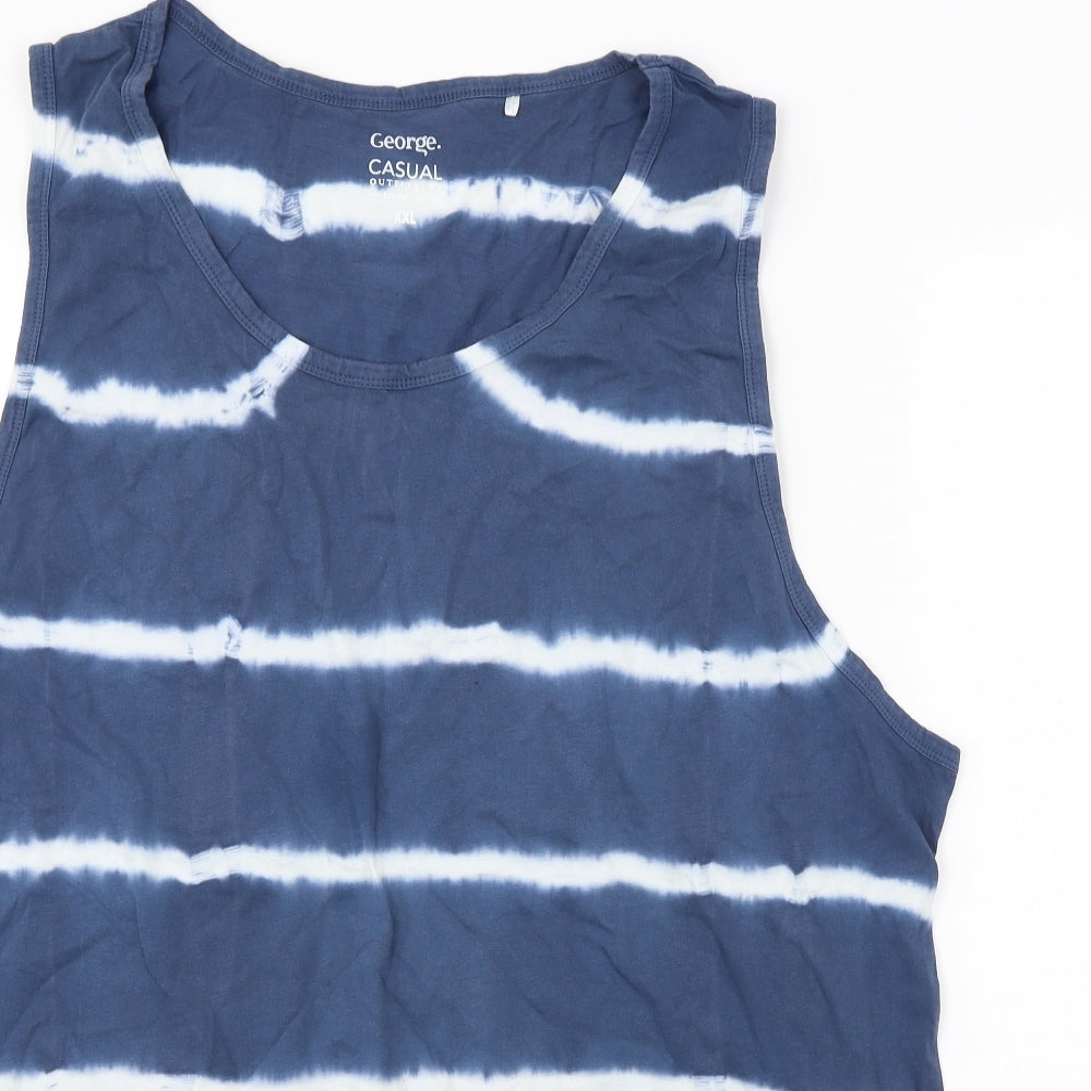 George  Mens Blue Striped   T-Shirt Size 2XL