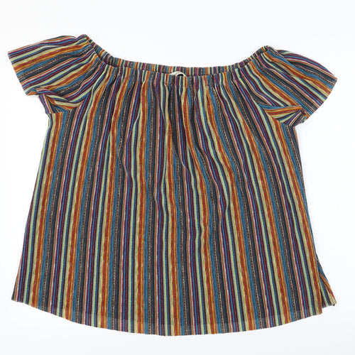 George  Womens Multicoloured Striped  Basic Blouse Size 14