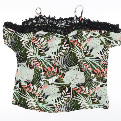 George  Womens Green Floral  Basic Blouse Size 12