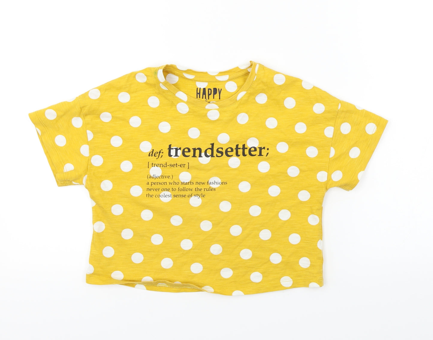 F&F  Girls Yellow Polka Dot  Basic T-Shirt Size 6-7 Years
