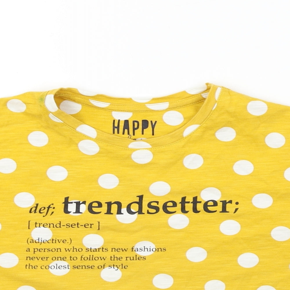 F&F  Girls Yellow Polka Dot  Basic T-Shirt Size 6-7 Years