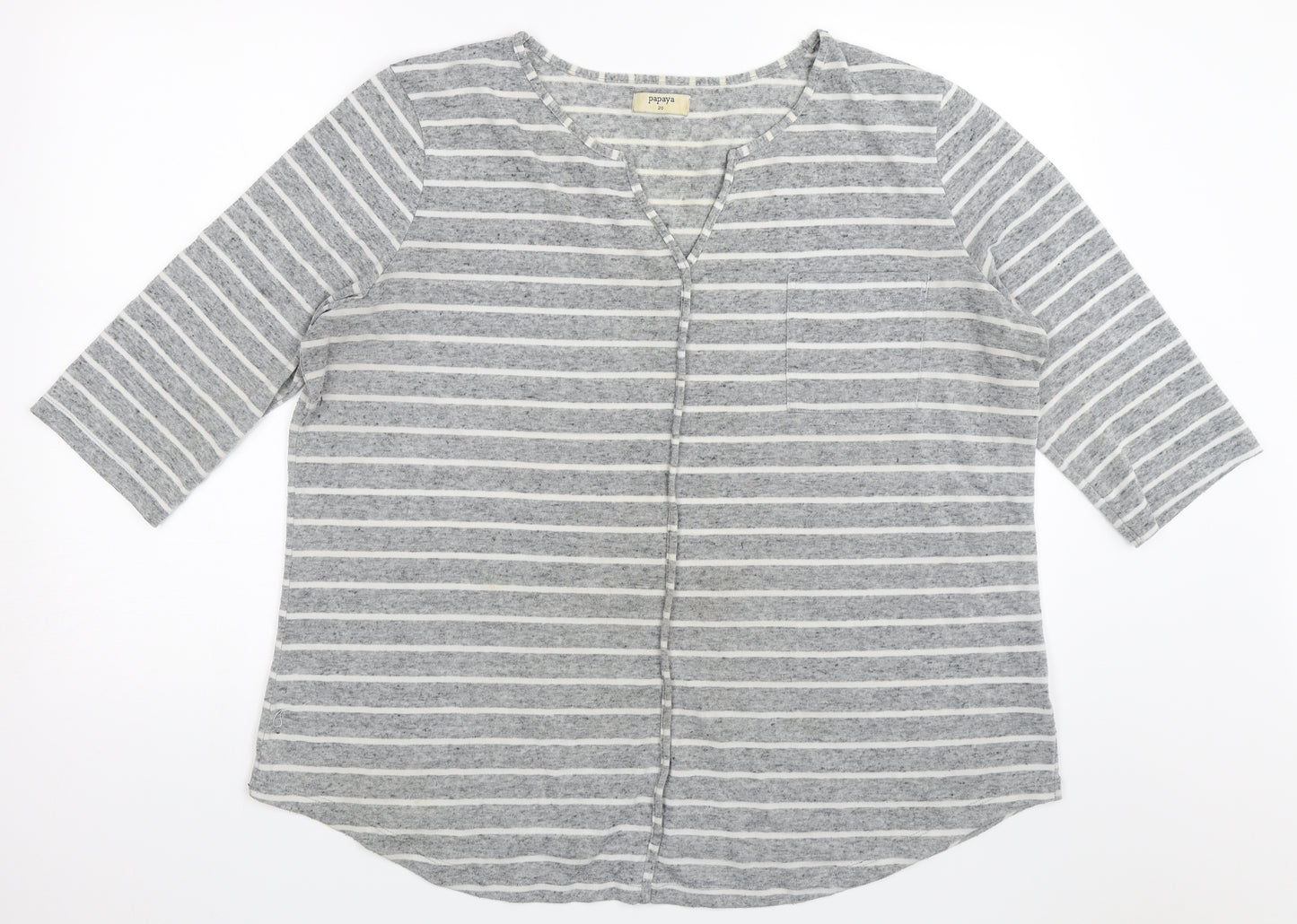 Papaya Womens Grey Striped  Pullover Jumper Size 20