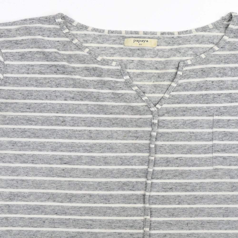 Papaya Womens Grey Striped  Pullover Jumper Size 20