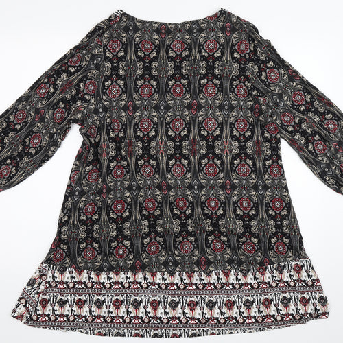 George Womens Black Geometric  Tunic Blouse Size 18
