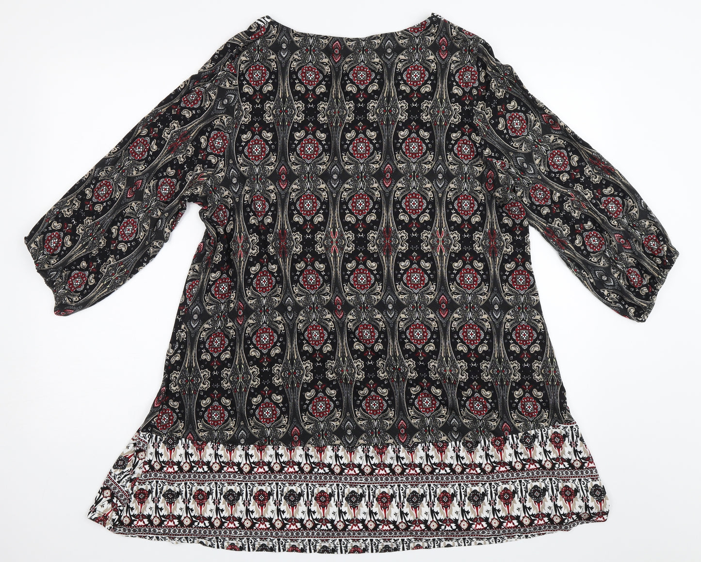 George Womens Black Geometric  Tunic Blouse Size 18