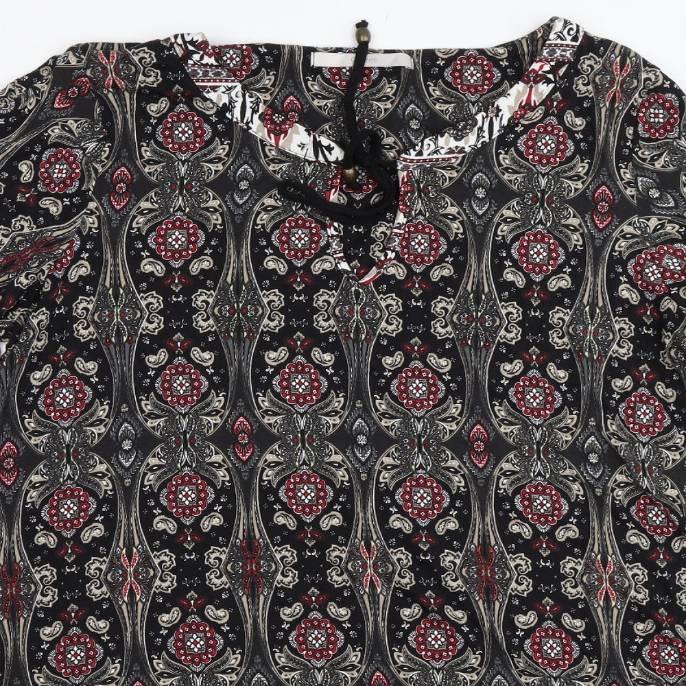 George Womens Black Geometric  Tunic Blouse Size 18