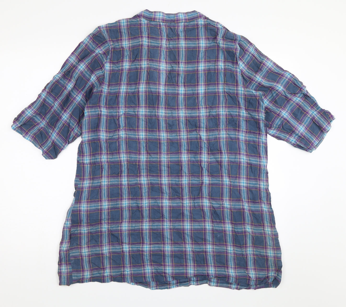 Being Casual Womens Blue Check  Basic Blouse Size 16