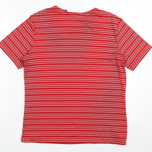 Laura Scott Womens Red Striped  Basic T-Shirt Size S