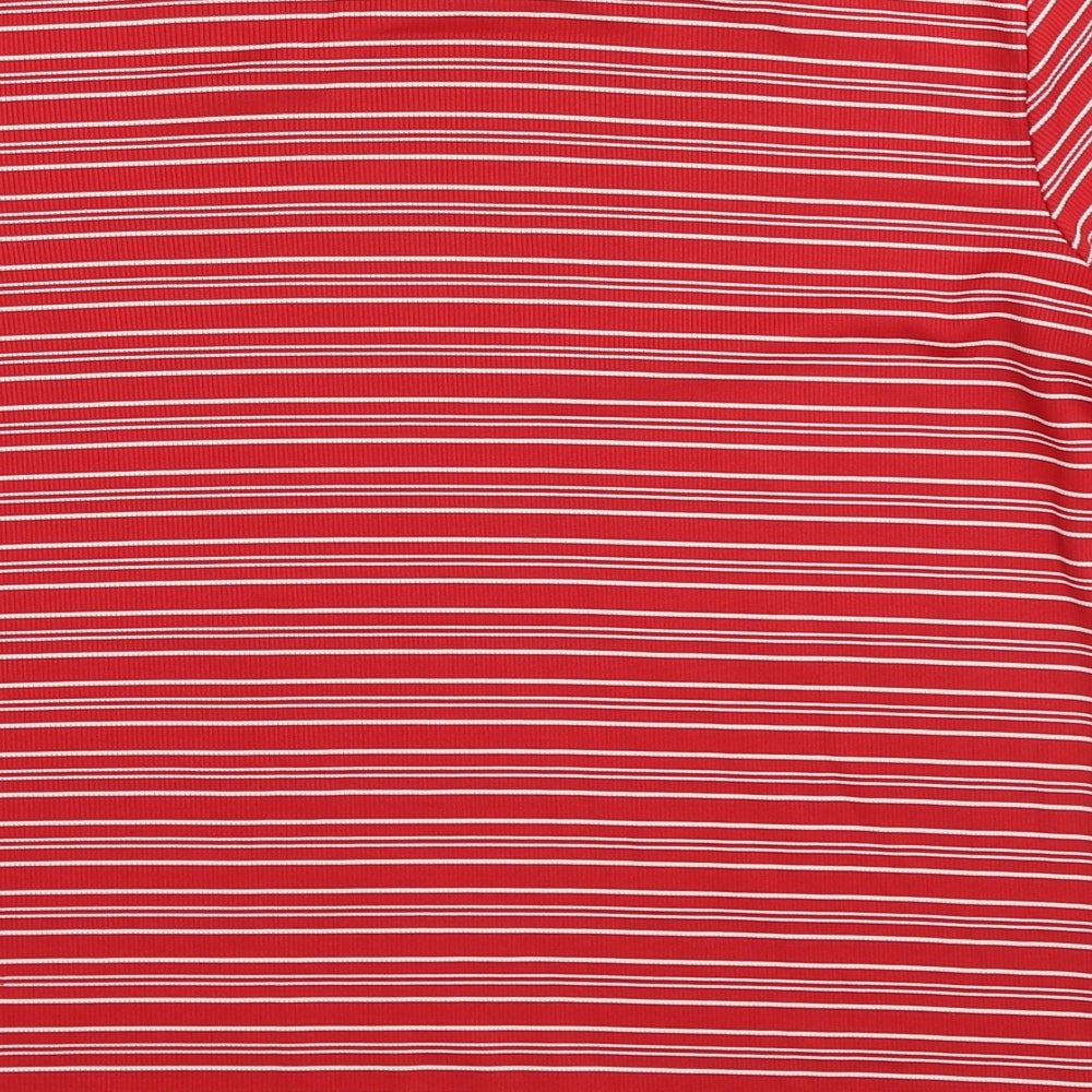 Laura Scott Womens Red Striped  Basic T-Shirt Size S