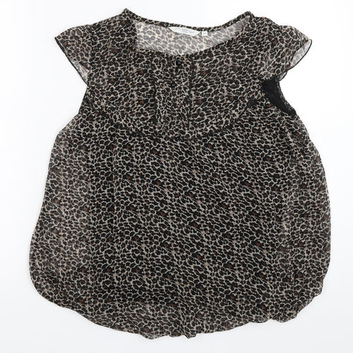 New Look Womens Black Animal Print  Basic Blouse Size 12