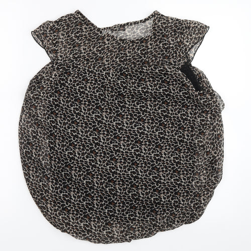 New Look Womens Black Animal Print  Basic Blouse Size 12
