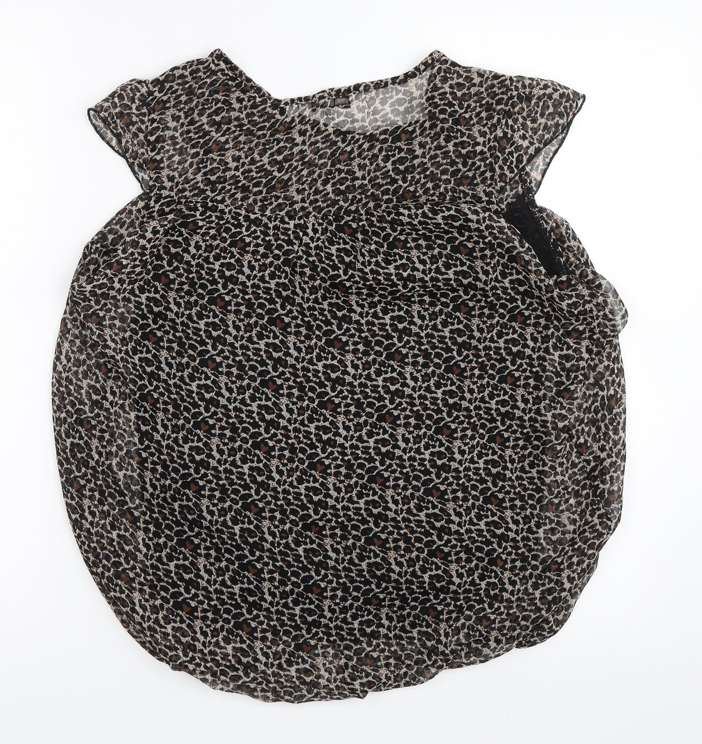 New Look Womens Black Animal Print  Basic Blouse Size 12