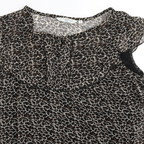 New Look Womens Black Animal Print  Basic Blouse Size 12