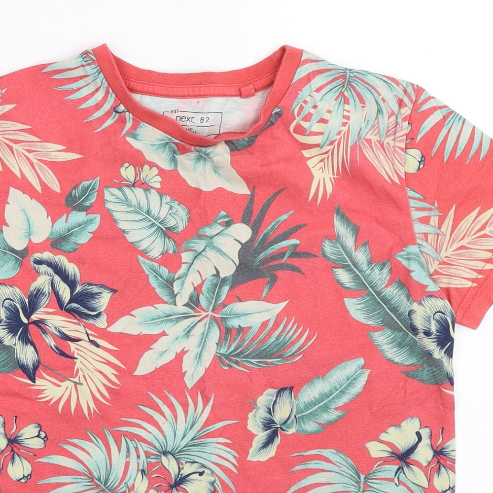 NEXT Boys Red Floral  Basic T-Shirt Size 6 Years