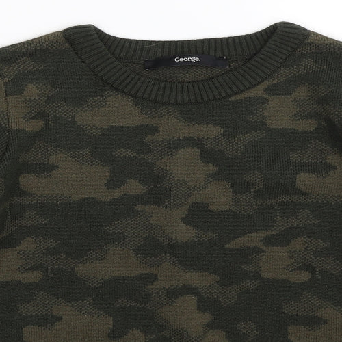 George Boys Green Camouflage  Pullover Jumper Size 6-7 Years