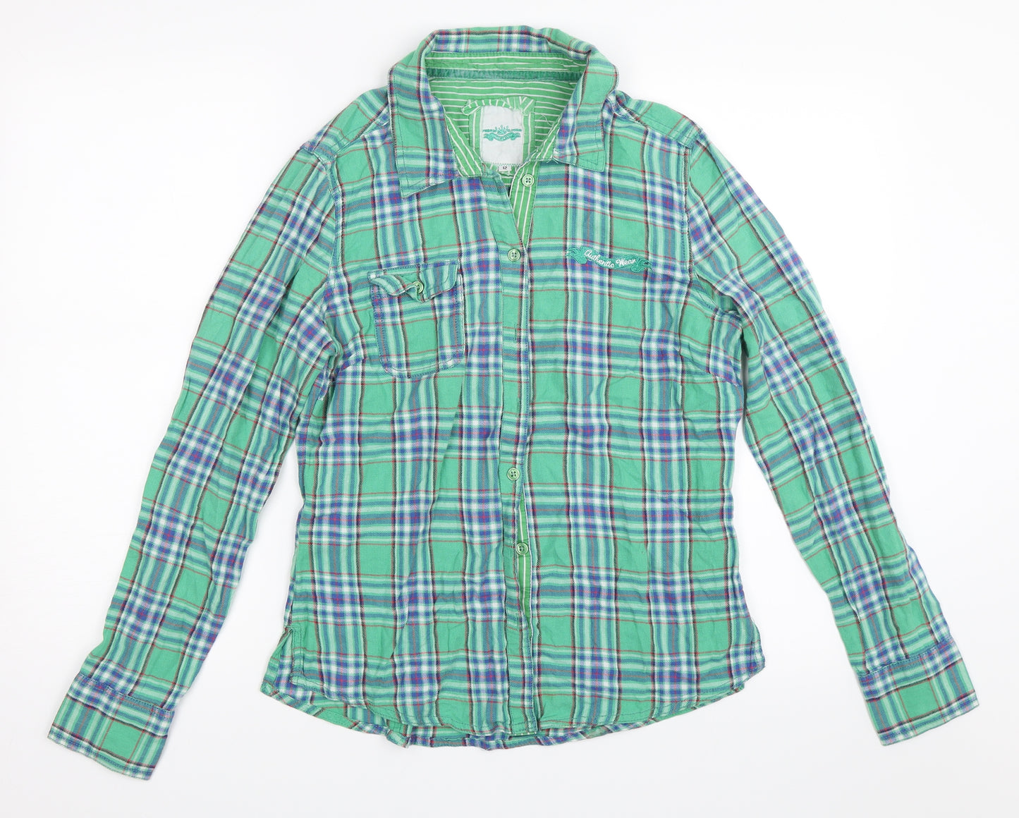 NEXT Womens Green Check  Basic Button-Up Size 12